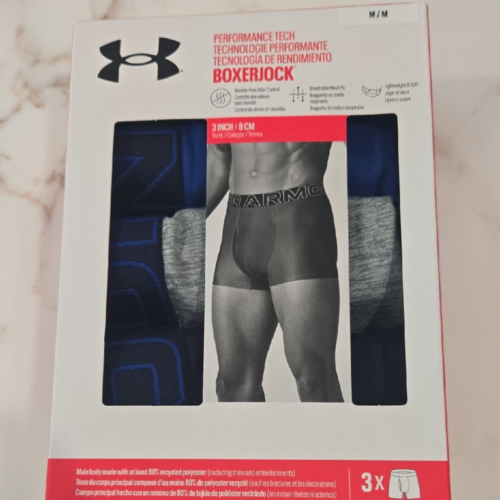 Under Armour Boxer Briefs Black and Blue Performance Fit